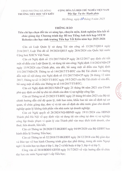 THÔNG BÁO LỰA CHỌN ĐƠN VỊ STEM ROBOTICS