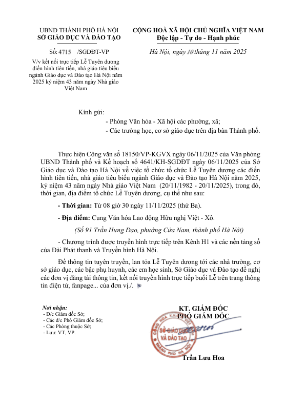 LỄ TUYÊN DƯƠNG CÁC ĐIỂN HÌNH TIÊN TIẾN VÀ NHÀ GIÁO TIÊU BIỂU NGÀNH GIÁO DỤC HÀ NỘI